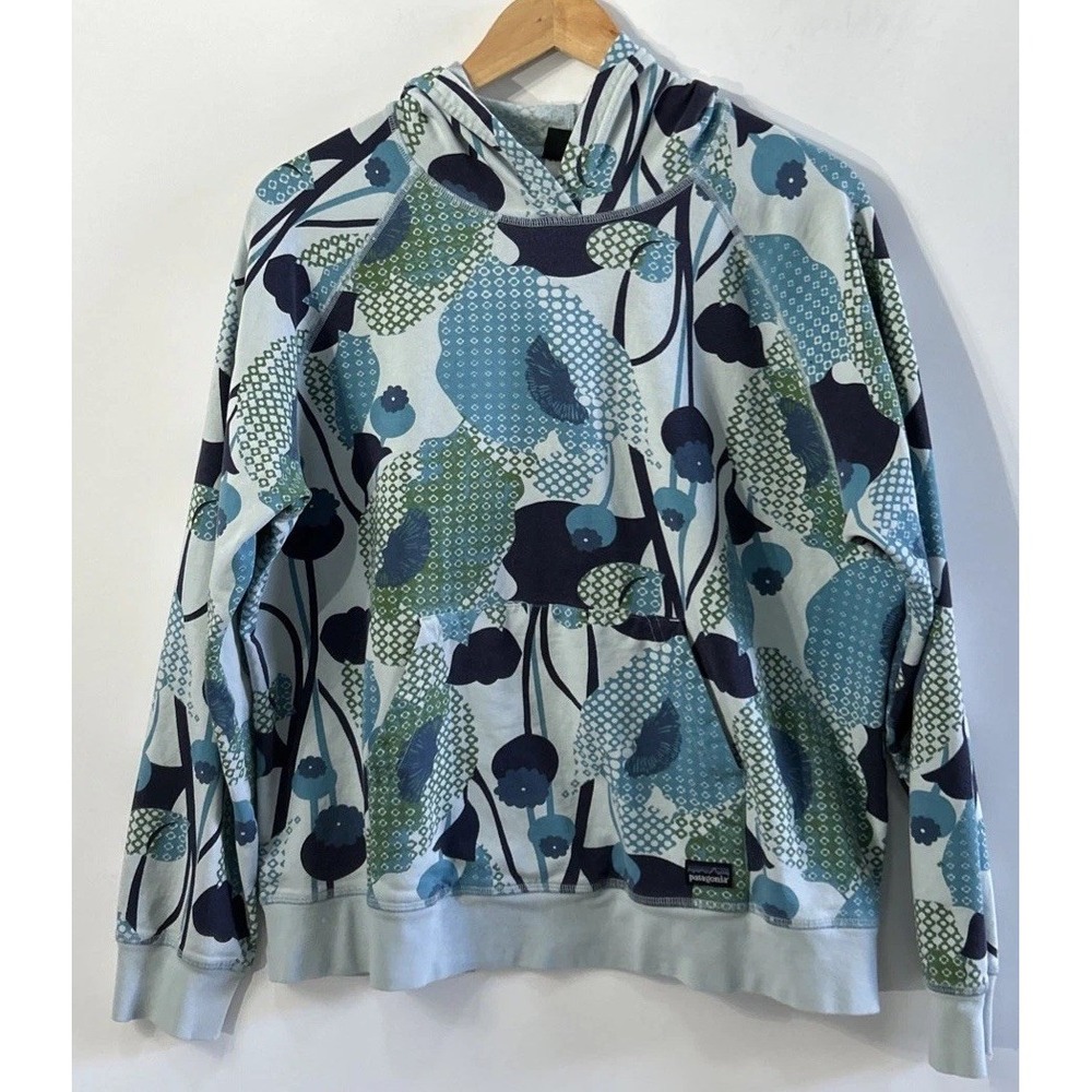 Women's Patagonia Valley Sweatshirt Floral Hoodie Organic Sz XL 20905